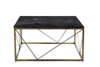 MARRIOT Couchtisch schwarzer Marmor quadratisch Metall gold 90x90