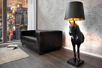 BLACK BEAUTY Extravagante Stehlampe 130cm schwarz Pferdefigur