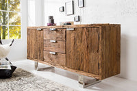 BARRACUDA Massives Sideboard 160cm Teak antik mit Stahl Kufenfüßen