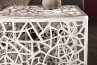 ABSTRACT Handgearbeiteter Couchtisch 49cm 2er Set silber im Gap Design