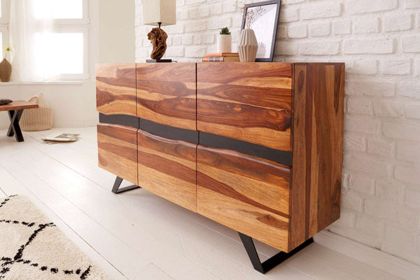 AMAZONAS Massives Sideboard 150cm braun Sheeshamholz mit Baumkante