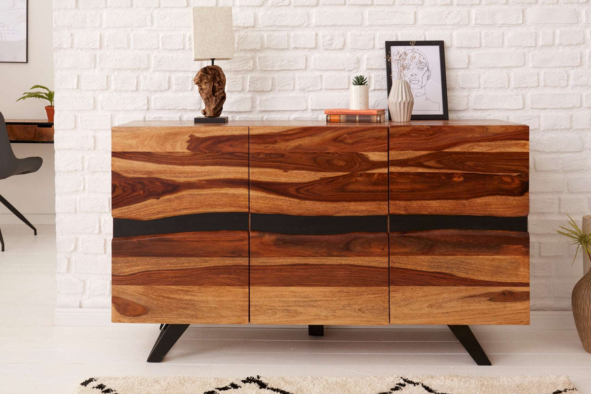 AMAZONAS Massives Sideboard 150cm braun Sheeshamholz mit Baumkante