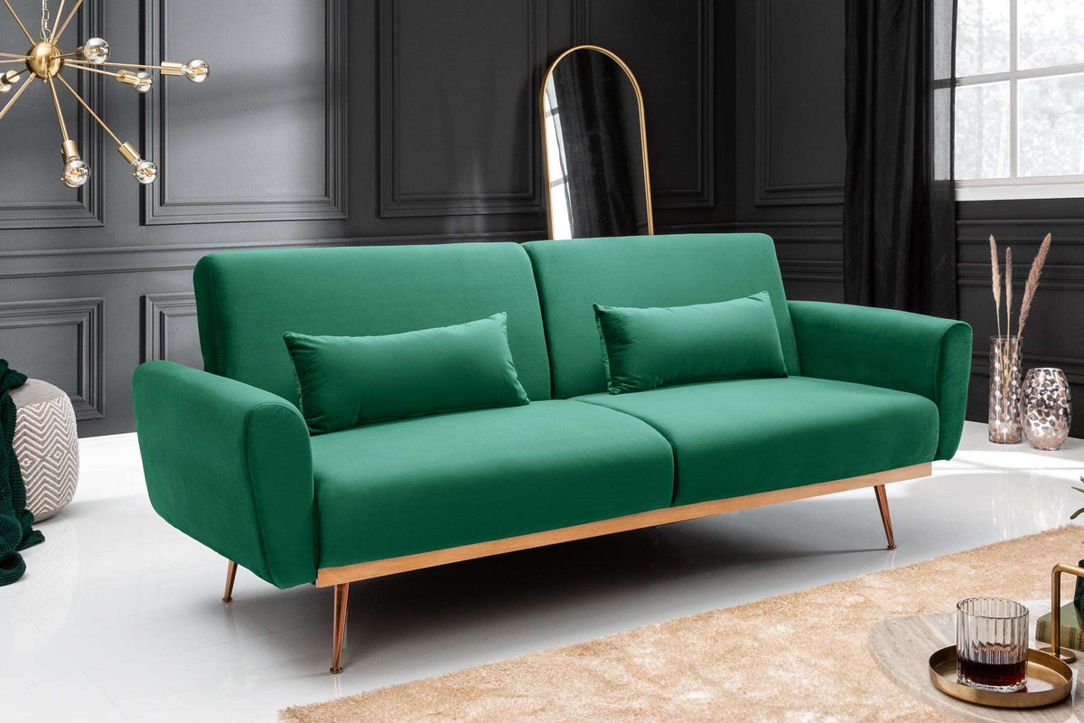 BELLEZZA Retro Schlafsofa 210cm Samt 3-Sitzer Couch inkl. Kissen