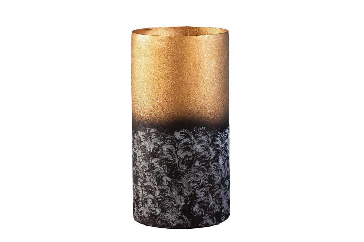 ABSTRACT Dekorative Vase 30cm gold Metall Patina handmade