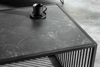 ARCHITECTURE Design Couchtisch 100cm schwarz Marmor Rauchglas Metall