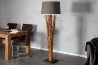 EUPHORIA Design Treibholz Stehlampe 180cm grau mit Leinenschirm