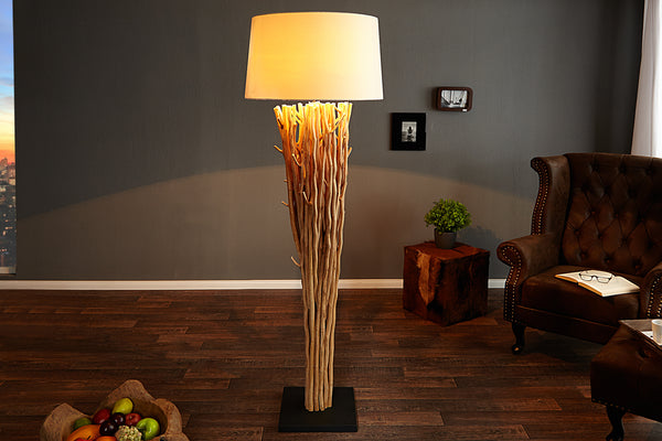 EUPHORIA Design Treibholz Stehlampe 180cm natur mit Leinenschirm