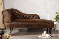 Chesterfield Récamière 170cm antik mit Knopfheftung und Nietenbesatz