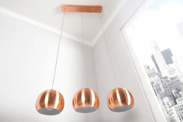 COPPER BALL Modern 3-piece copper hanging lamp height-adjustable