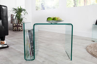 FANTOME Extravaganter Glas Couchtisch 50cm Beistelltisch mit Ablage für Magazine transparent