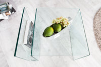 FANTOME Extravaganter Glas Couchtisch 50cm Beistelltisch mit Ablage für Magazine transparent