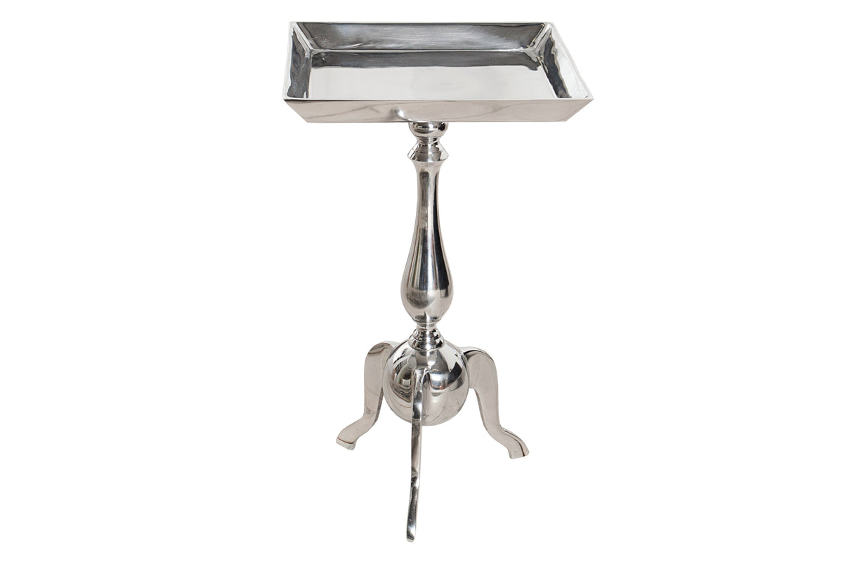 TRAYFUL Filigree side table 55cm silver aluminum tray table