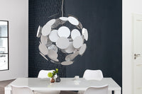 INFINITY HOME Moderne Design Hängeleuchte 70cm weiß silber Pendelleuchte