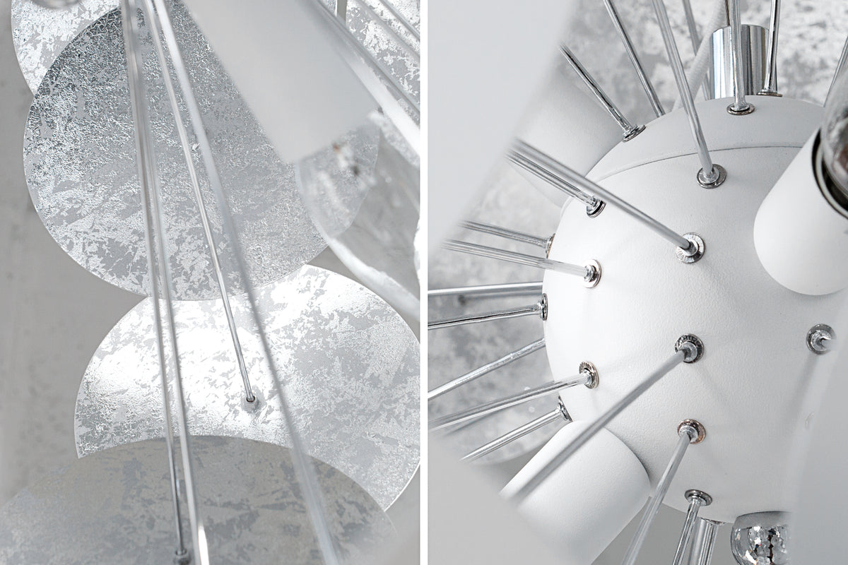 INFINITY HOME Moderne Design Hängeleuchte 70cm weiß silber Pendelleuchte