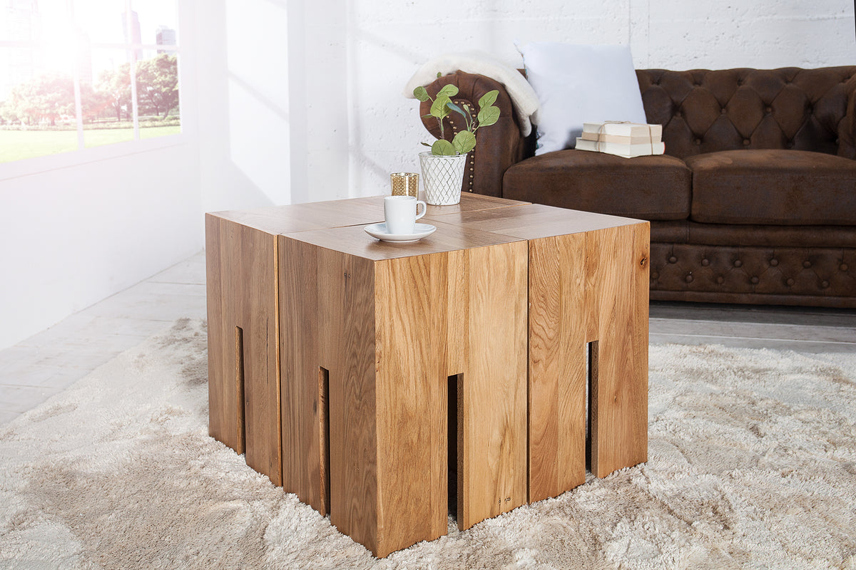 CASTLE Design Beistelltisch 45cm natur Wildeiche Massivholz geölt Sitzhocker