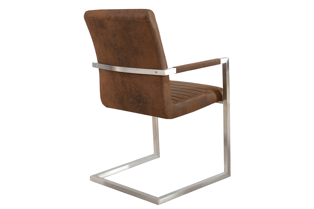 LOFT Industrial cantilever chair with armrest stainless steel frame