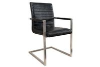 LOFT Industrial cantilever chair with armrest stainless steel frame