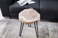 GOA design side table 38cm acacia tree trunk disc 4cm table top