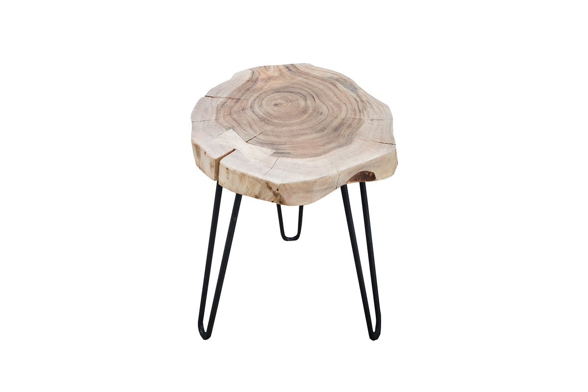 GOA design side table 38cm acacia tree trunk disc 4cm table top