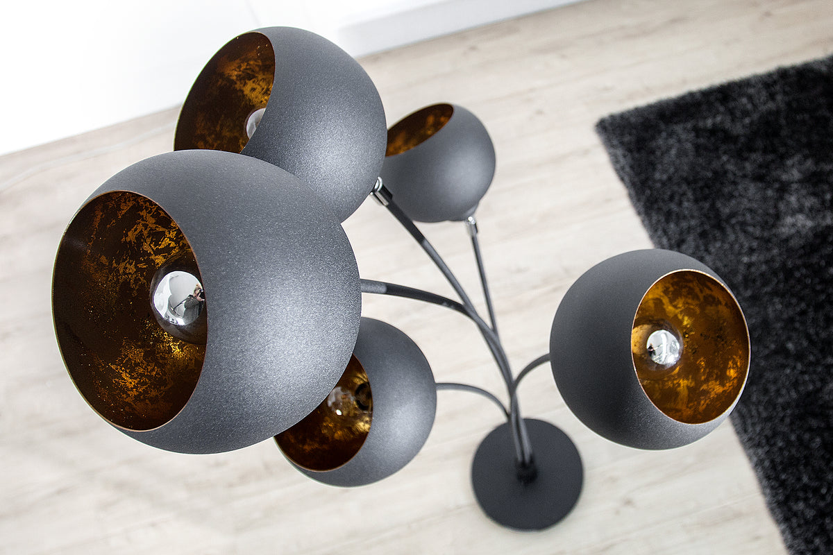 Elegante Design Stehlampe MAGMA 170cm schwarz gold Stehleuchte