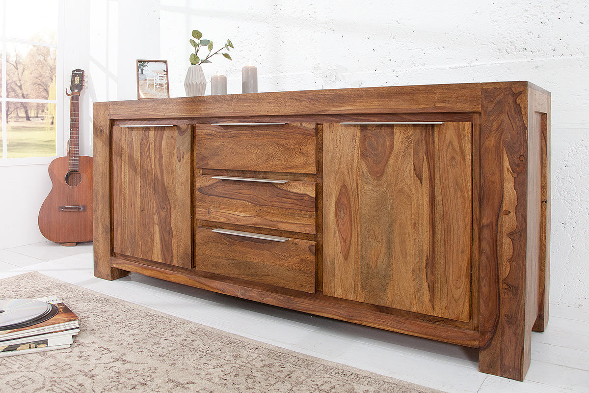 MAKASSAR Solid sideboard 175cm Sheesham chest of drawers rosewood