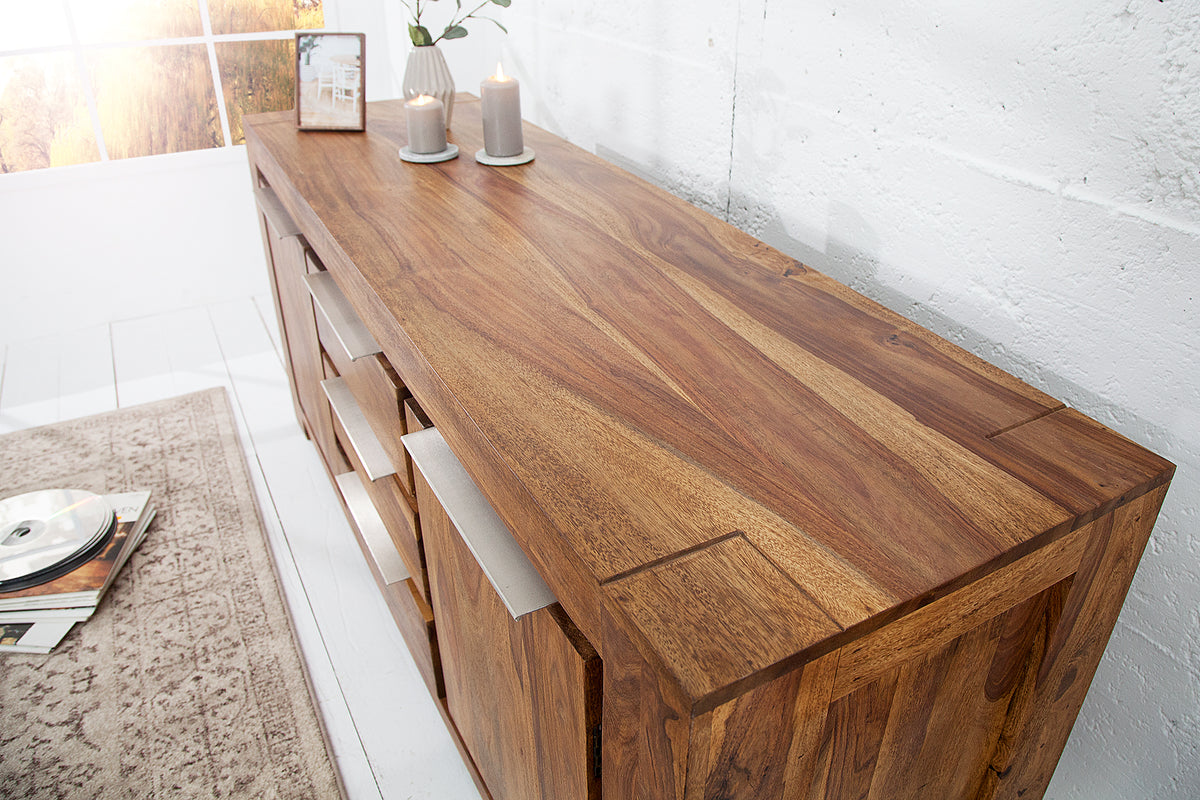 MAKASSAR Solid sideboard 175cm Sheesham chest of drawers rosewood