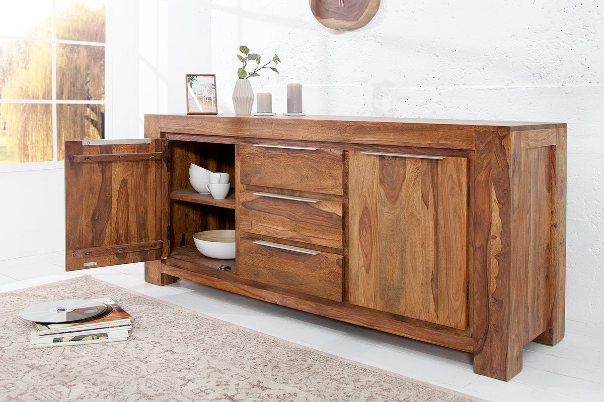 MAKASSAR Solid sideboard 175cm Sheesham chest of drawers rosewood