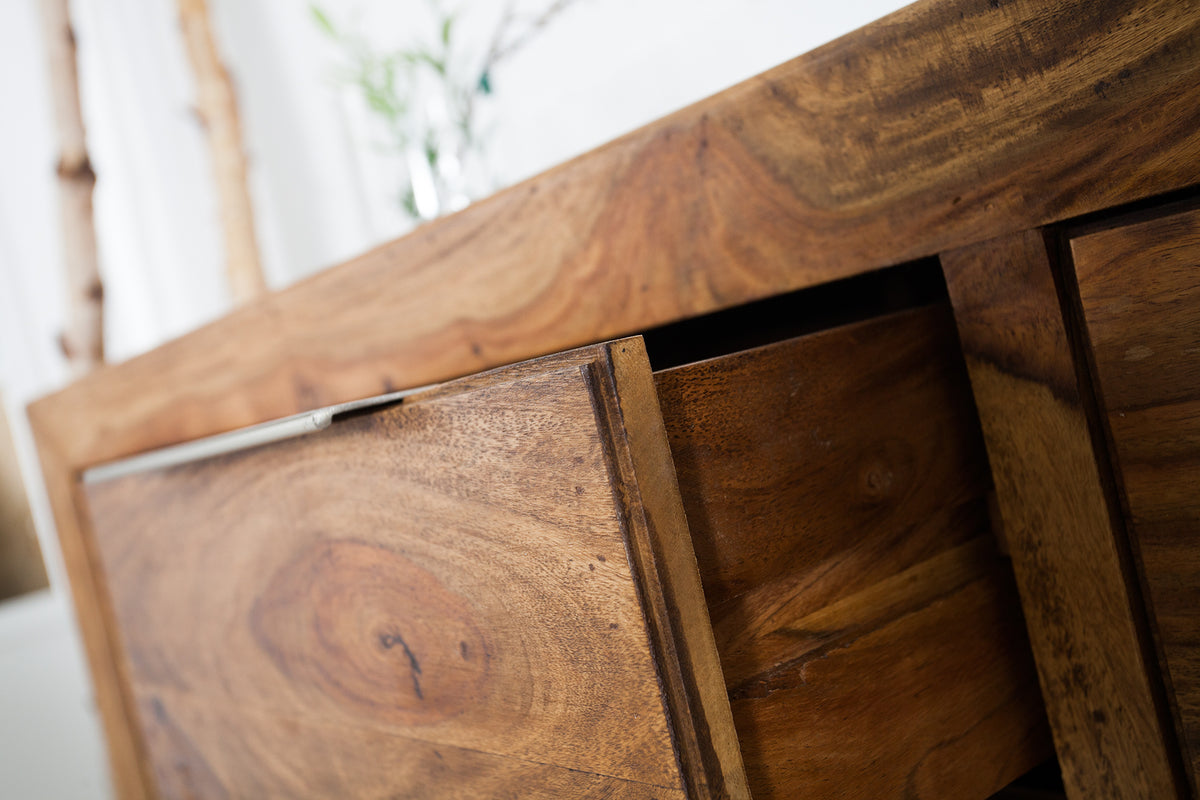 PURE Solid sideboard 135cm Sheesham stone finish rosewood