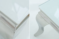 MODERN BAROCK Eleganter Couchtisch 100cm silber mit weißem Opalglas