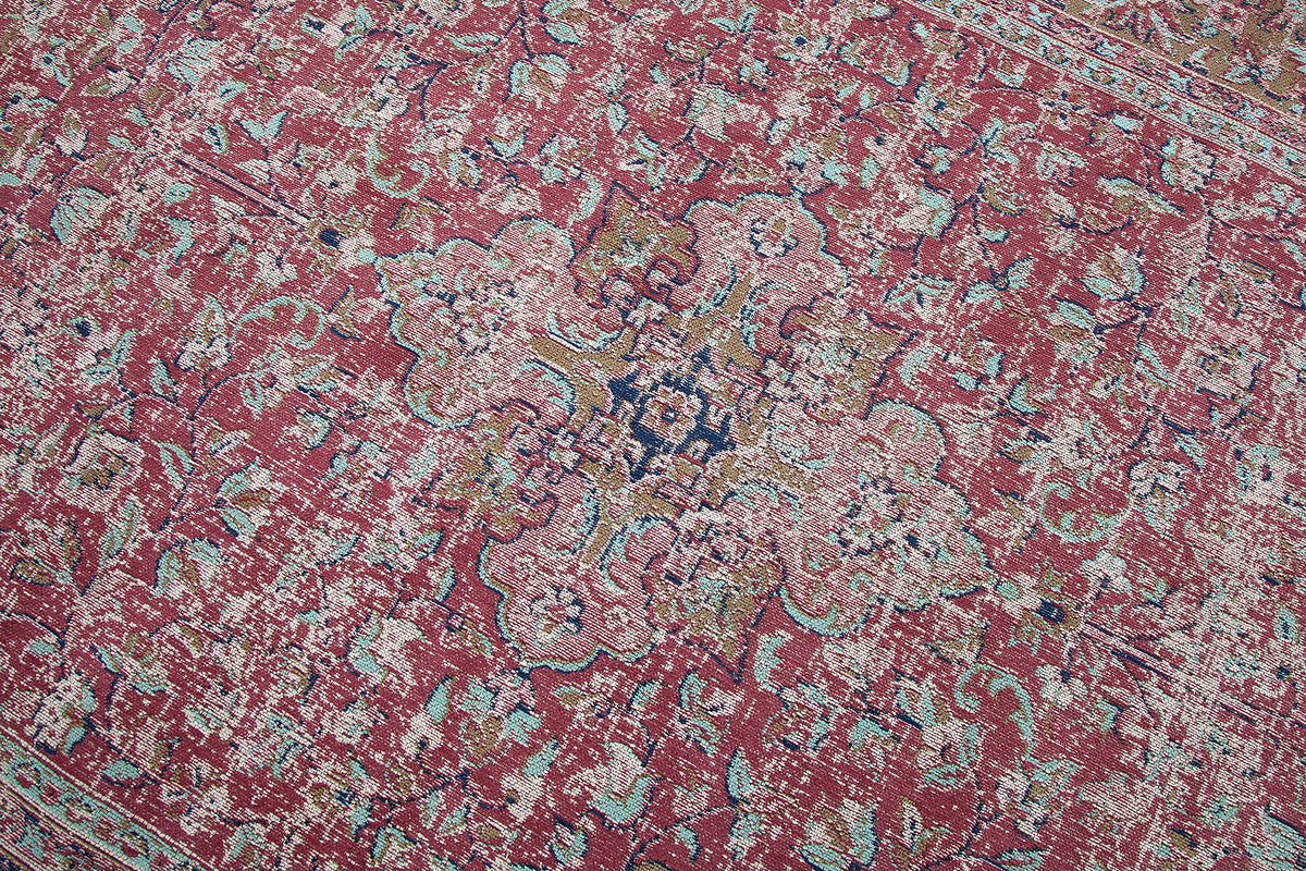 OLD MARRAKESCH Orientalischer Baumwoll-Teppich 240x160cm rot antik florales Muster