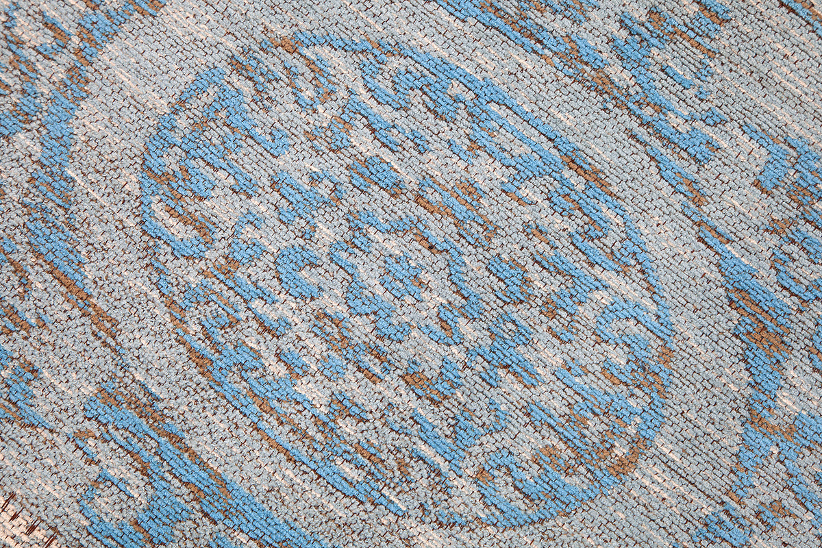 MARRAKESCH Orientalischer Patchwork Teppich 240x160cm hellblau Baumwolle