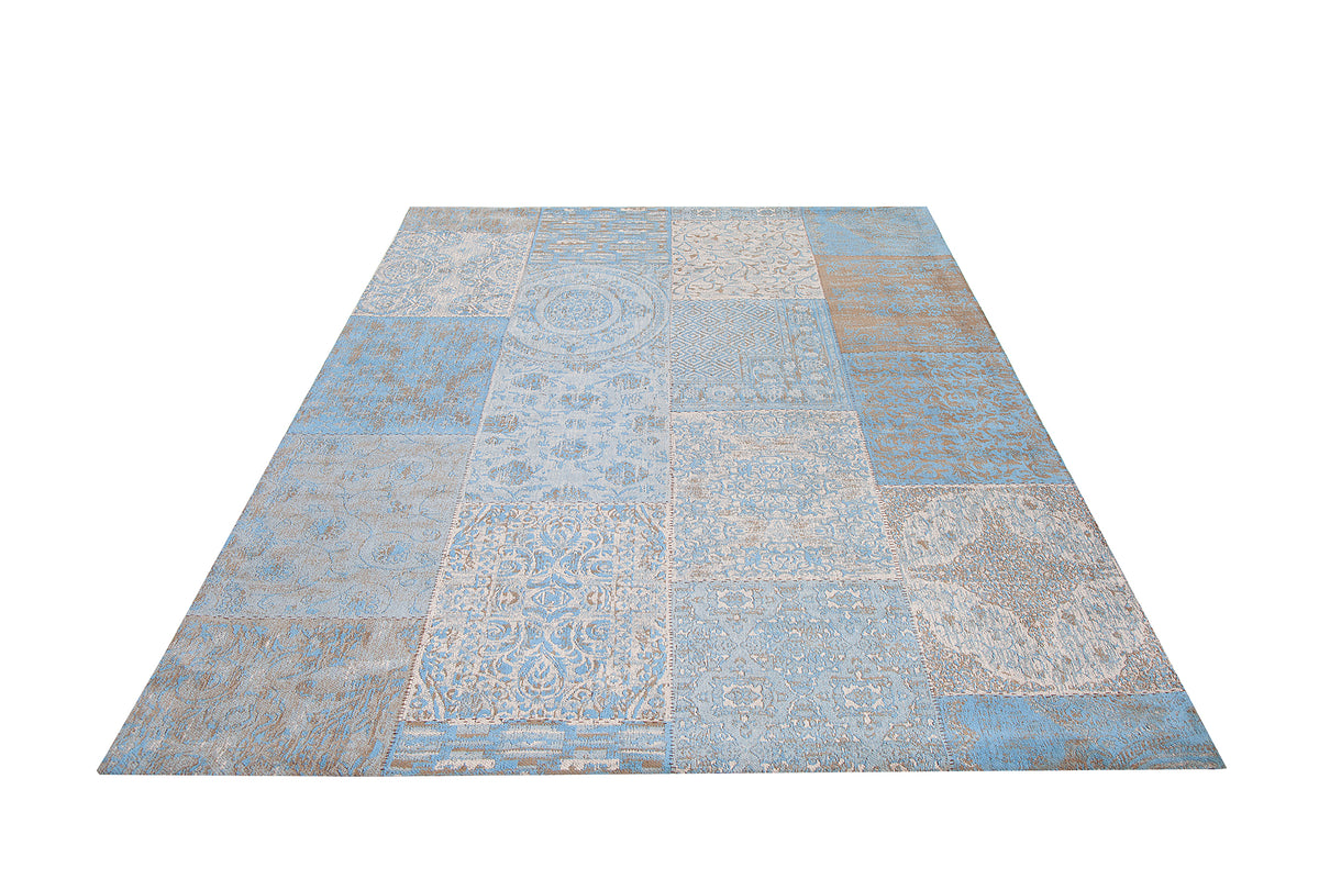 MARRAKESCH Orientalischer Patchwork Teppich 240x160cm hellblau Baumwolle