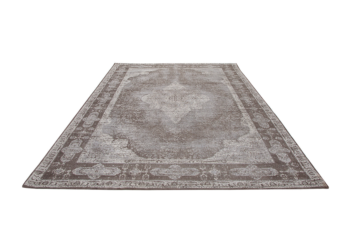 PURE UNIQUE Orientalischer Baumwoll-Teppich 240x160cm hellgrau geometrische Muster