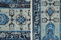 PURE UNIQUE Orientalischer Baumwoll-Teppich 240x160cm blau geometrische Muster