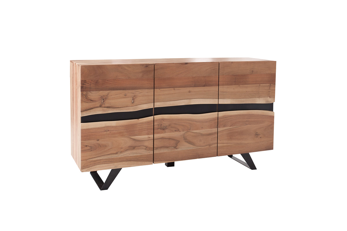 AMAZONAS Massives Sideboard 150cm Akazie Metall Baumkante