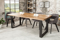 IRON CRAFT Solid dining table 160cm natural mango wood iron sled base industrial design