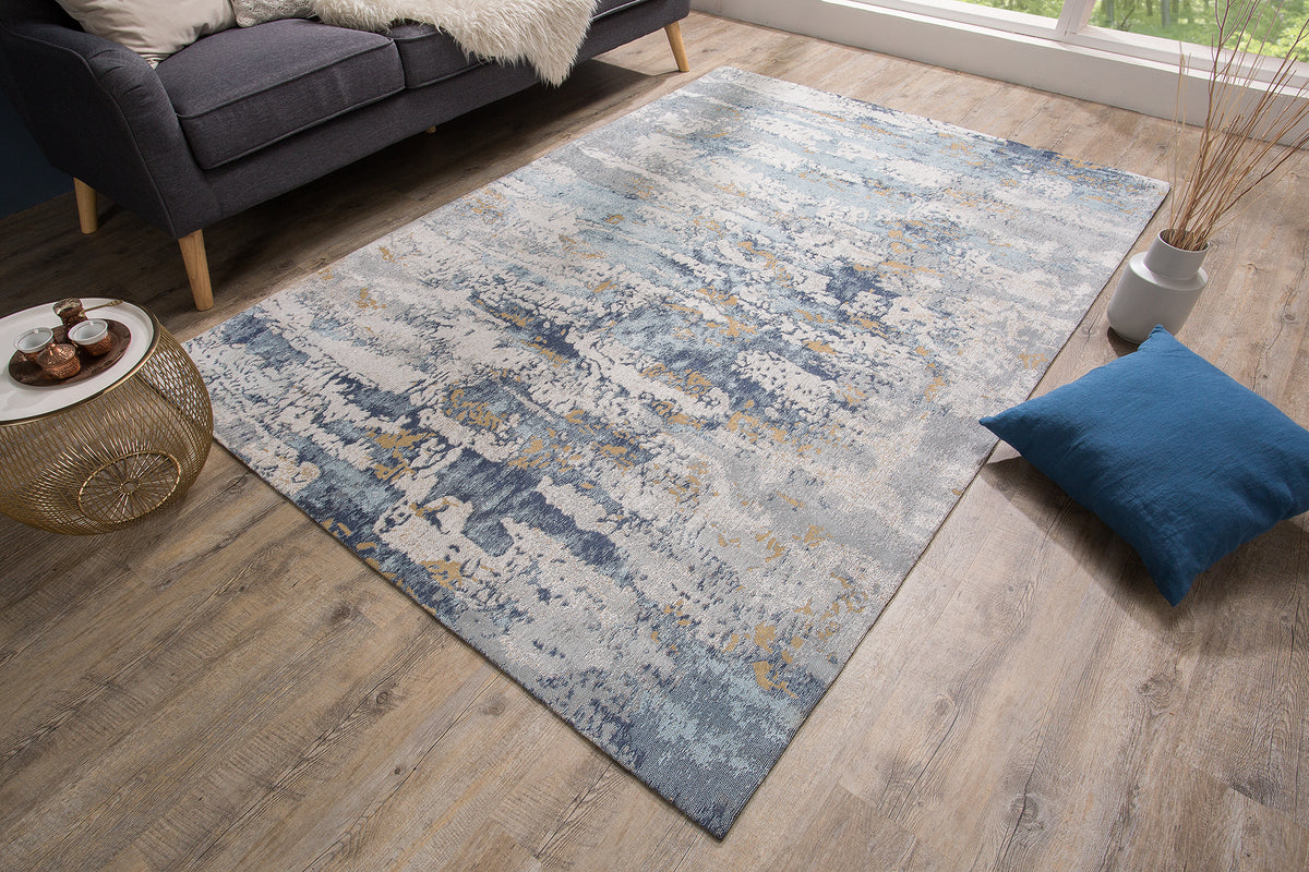 ABSTRAKT Design Teppich 240x160cm blau Baumwolle