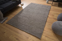 WOOL Handgearbeiteter Teppich 240x160cm anthrazit braun aus Wolle