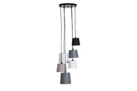 LEVELS IV design hanging lamp black gray white with 6 linen shades