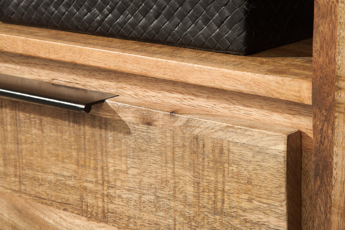 IRON CRAFT Solid TV board 130cm mango wood lowboard 2 drawers