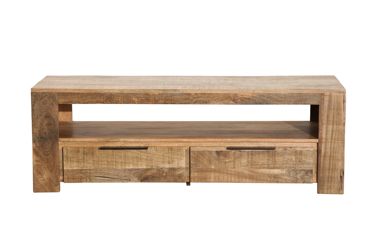 IRON CRAFT Solid TV board 130cm mango wood lowboard 2 drawers