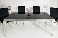 MODERN BAROQUE Elegant design dining table 200cm black stainless steel opal glass table top