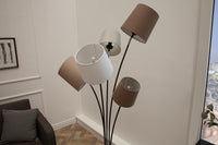 LEVELS design floor lamp 176cm white beige brown with 5 linen shades