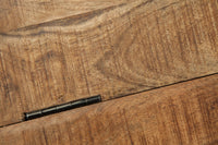 DRUMP STORAGE Runder Couchtisch 70cm natur silber Mangoholz mit Stauraum handmade Industrial