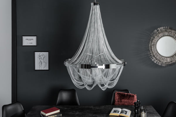 LEVELS IV design hanging lamp black gray white with 6 linen shades