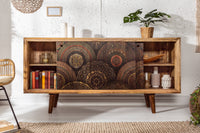 MANDALA Massives Sideboard 160cm Mangoholz bunt mit Schiebetüren