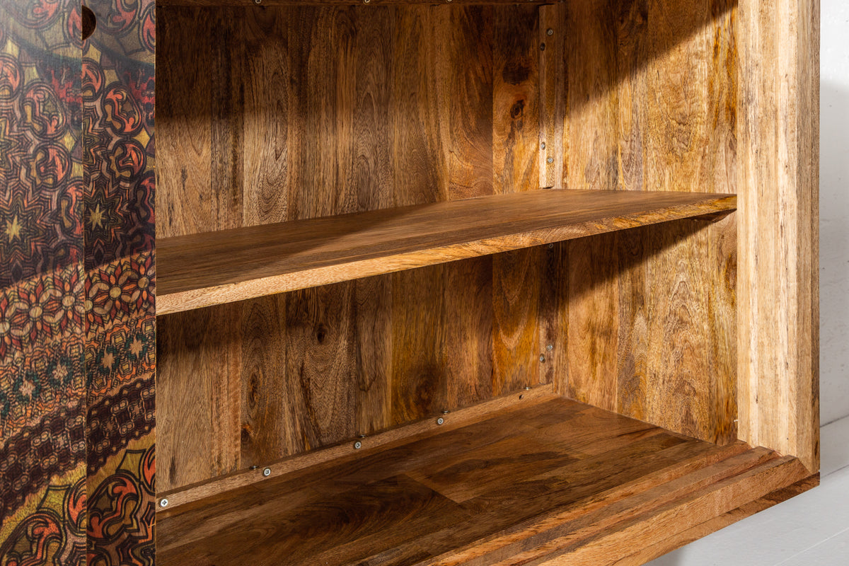 MANDALA Solid sideboard 160cm mango wood colorful with sliding doors