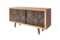 MANDALA Massives Sideboard 160cm Mangoholz bunt mit Schiebetüren