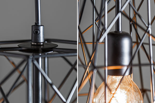 CAGE S Filigree hanging light black industrial design