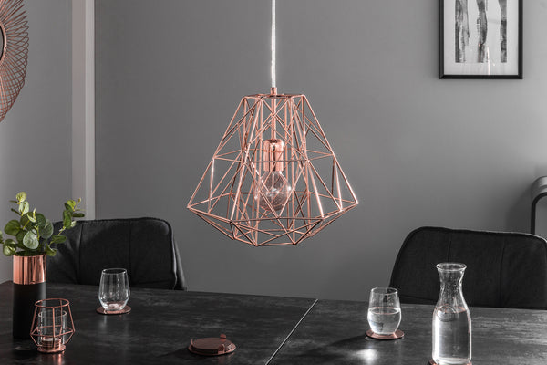 CAGE S Filigree hanging light rose gold industrial design